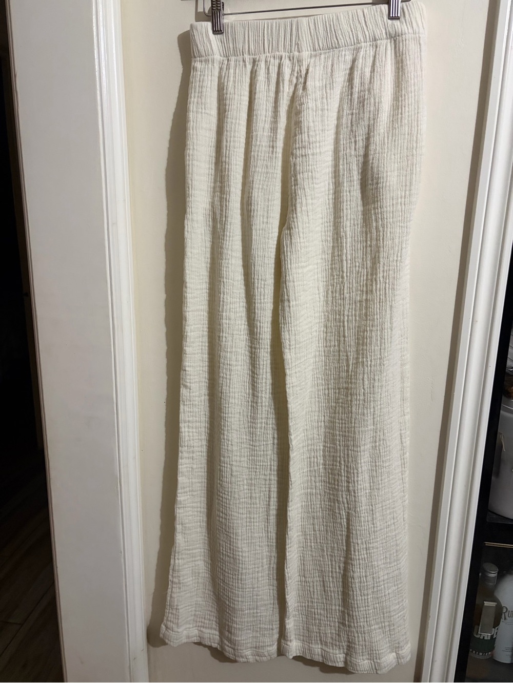 By The Sun Relaxed Wide-Leg Cream Gauze Pants Large EUC msrp $100 - Picture 9 of 10